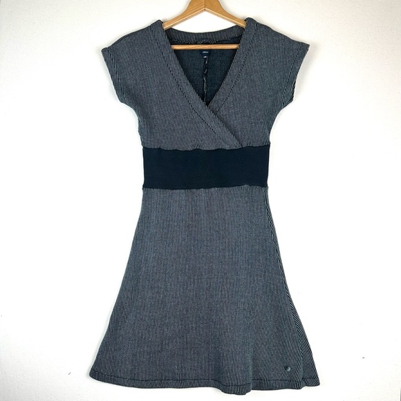 Skunkfunk Dresses & Skirts - Skunkfunk Faux Wrap A-line Stripe Cap Sleeve Dress A-line